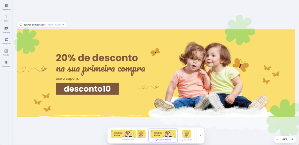 Painel de edição de banners do NBuilder Pro